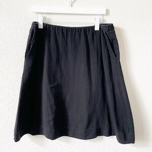 Eileen Fisher 100% Organic Cotton Gauze Skirt Black Size Petite Medium Coastal